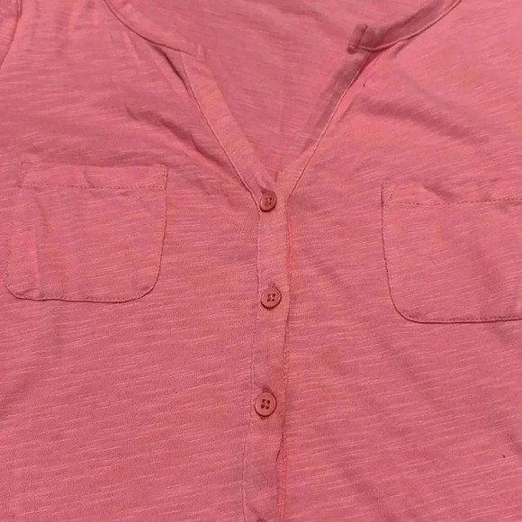 Boden Pink 3/4 sleeve button up shirt front pockets size 4 - Picture 2 of 5